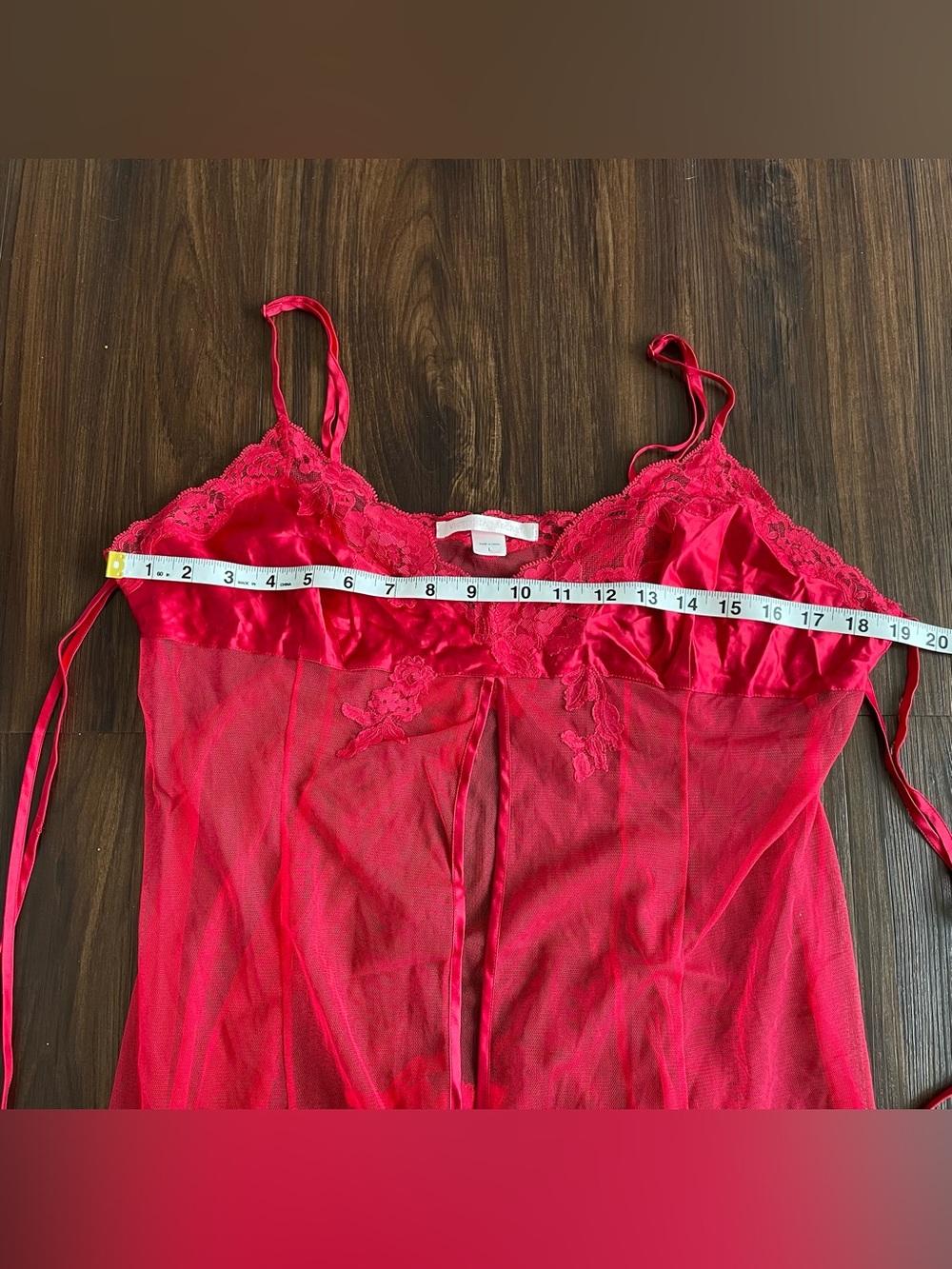 Vtg Y2K Victoria Secret Babydoll Flyaway Chemise Lingerie Large Red Silk Lace - Picture 8 of 13